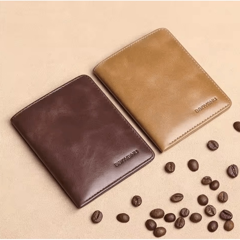 SlimGuard Vintage RFID Leather Mini Wallet UltraThin Card Holder With Money Clip 0