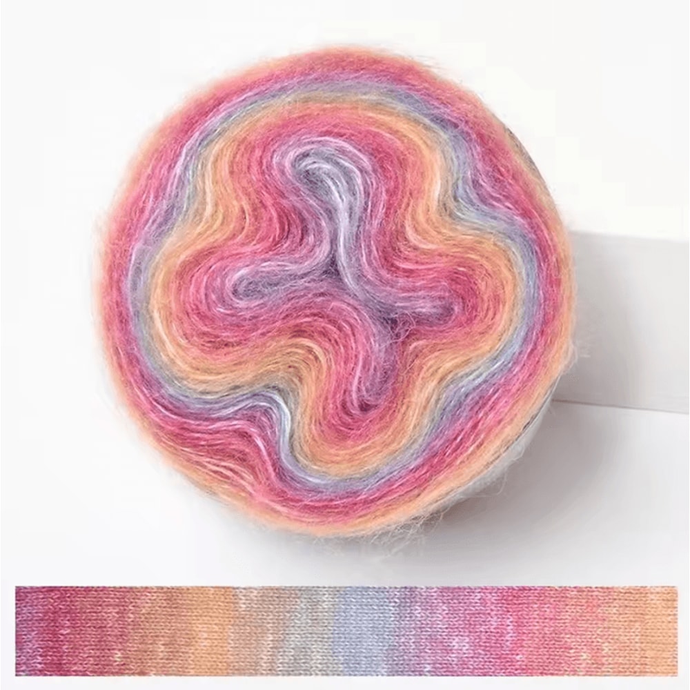 RainbowSoft 250M Gradient Cake Yarn Organic Cotton Blend Crochet Knitting Yarn 11