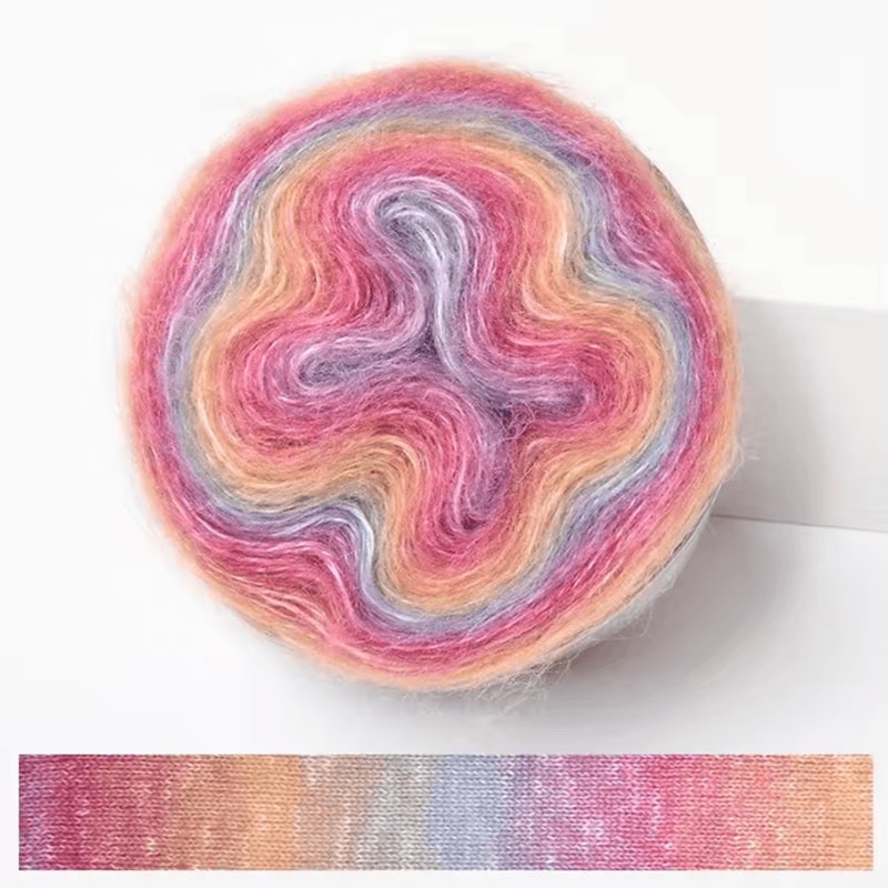 RainbowSoft 250M Gradient Cake Yarn Organic Cotton Blend Crochet Knitting Yarn 11