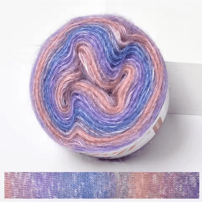RainbowSoft 250M Gradient Cake Yarn Organic Cotton Blend Crochet Knitting Yarn 4