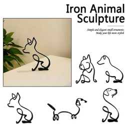 artpaw wrought iron dog figurine – modern abstract metal dog sculpture decor