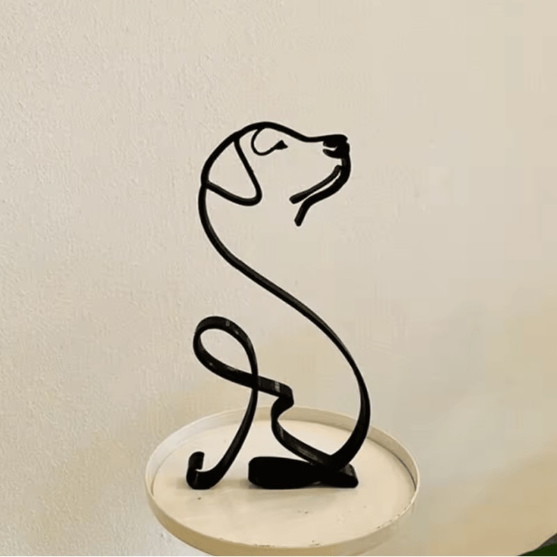 ArtPaw Wrought Iron Dog Figurine Modern Abstract Metal Dog Sculpture Decor 5