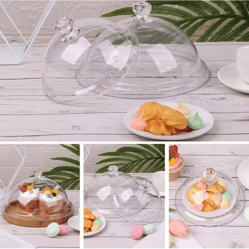 Elegant Acrylic Cake Display Dome With Dust Cover Round Food Protector Party Serving Plate 1