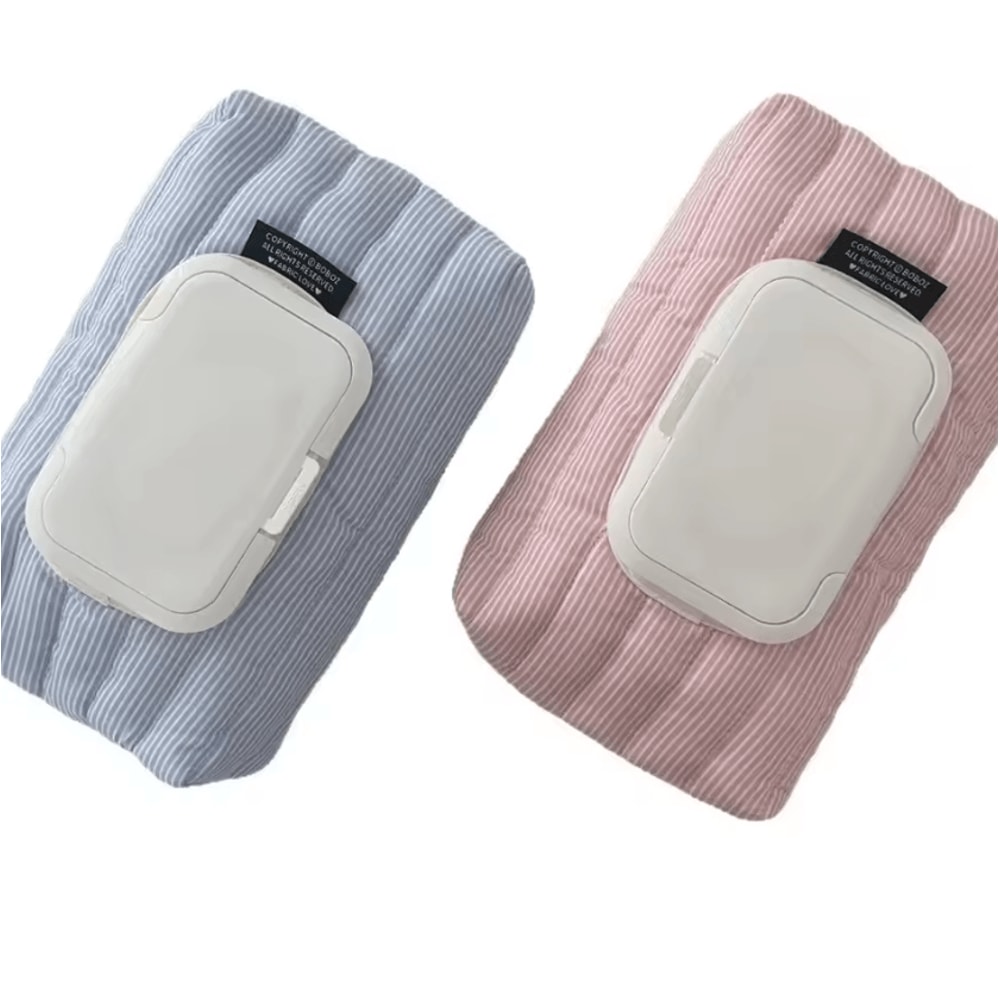 Striped Quilted Wet Wipe Pouch Portable PullOut Tissue Organizer 0