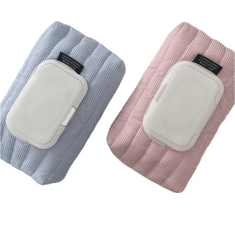 Striped Quilted Wet Wipe Pouch Portable PullOut Tissue Organizer 0