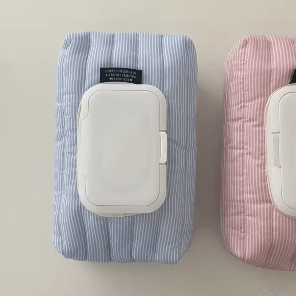 Striped Quilted Wet Wipe Pouch Portable PullOut Tissue Organizer 1