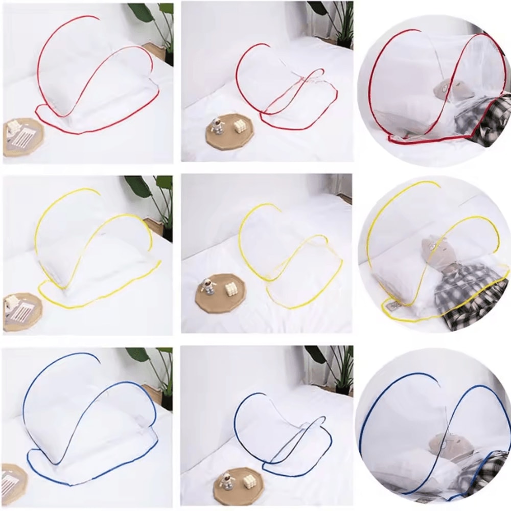 Portable PopUp Mosquito Head Net Foldable AntiMosquito Face Bed Cover 0