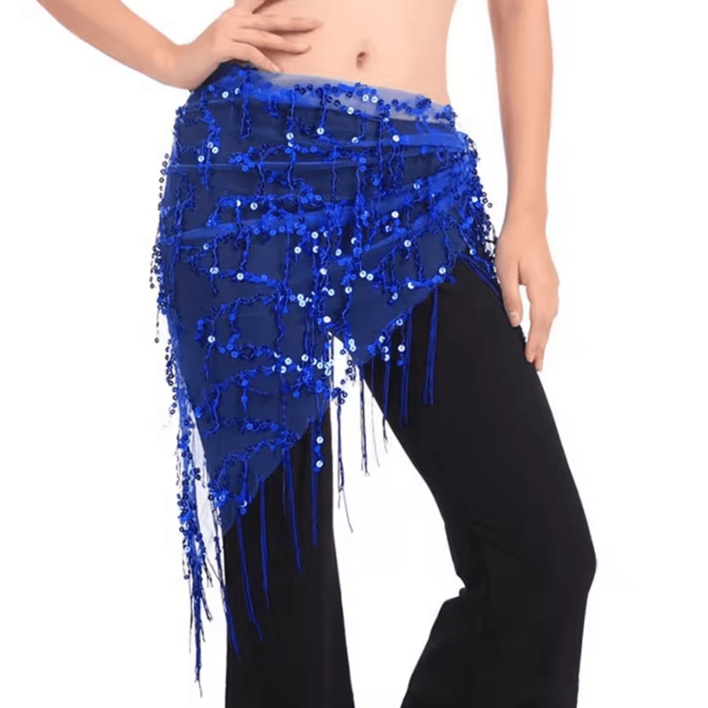 Shimmering Sequin Belly Dance Hip Scarf Tassel Waist Belt For Performance Festivals 1