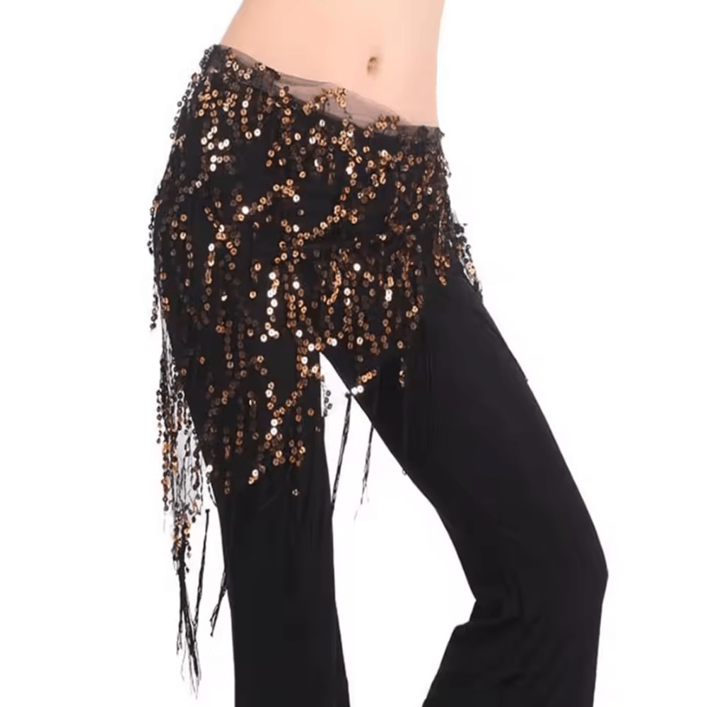 Shimmering Sequin Belly Dance Hip Scarf Tassel Waist Belt For Performance Festivals 3
