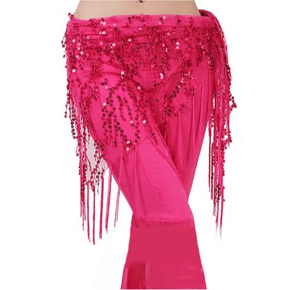 Shimmering Sequin Belly Dance Hip Scarf Tassel Waist Belt For Performance Festivals 5