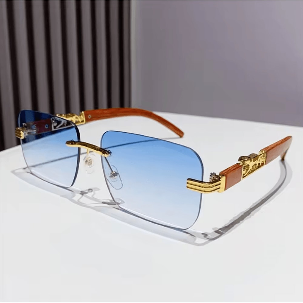 Retro Rimless UV400 Sunglasses Metal Temple CutEdge Summer Shades 9