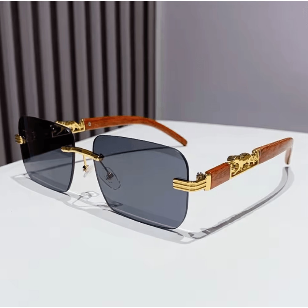Retro Rimless UV400 Sunglasses Metal Temple CutEdge Summer Shades 3