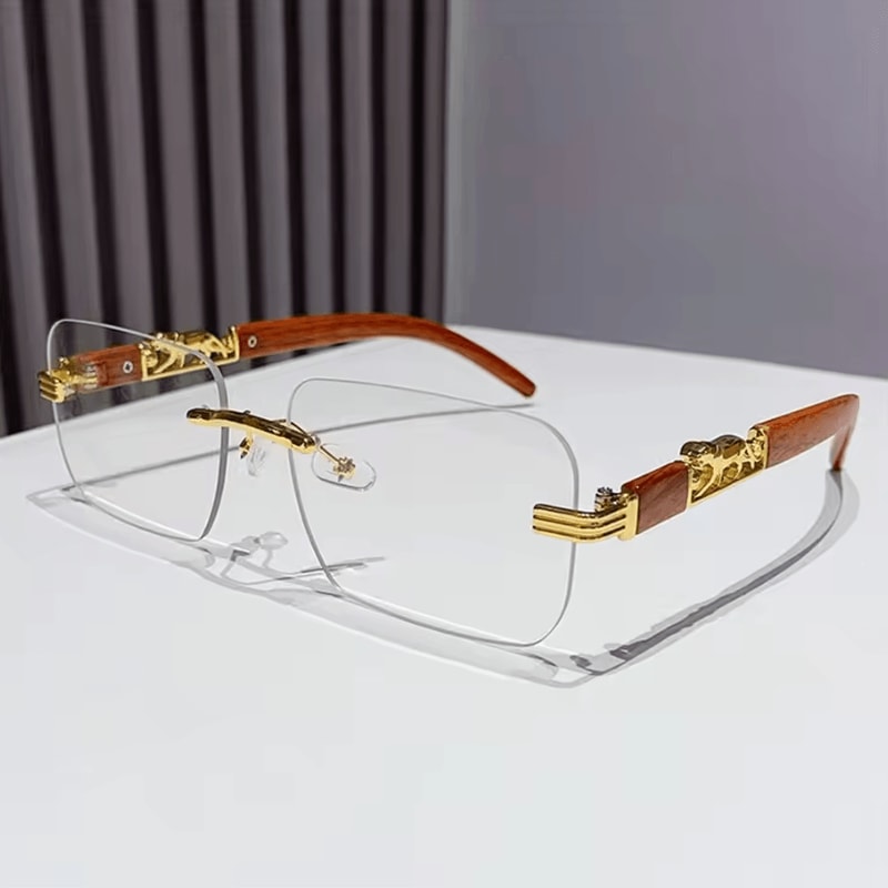 Retro Rimless UV400 Sunglasses Metal Temple CutEdge Summer Shades 5