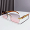Retro Rimless UV400 Sunglasses Metal Temple CutEdge Summer Shades 6