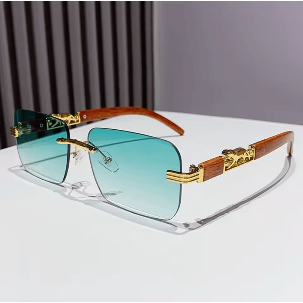 Retro Rimless UV400 Sunglasses Metal Temple CutEdge Summer Shades 8