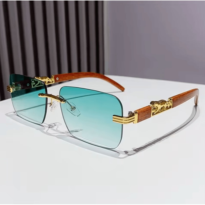 Retro Rimless UV400 Sunglasses Metal Temple CutEdge Summer Shades 8