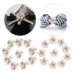 elegant pearl rhinestone flower buttons (10pcs set) – crystal diy wedding embellishments