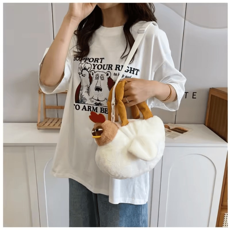 Cute Plush Chicken Handbag Soft Hen Crossbody Purse For Girls 2