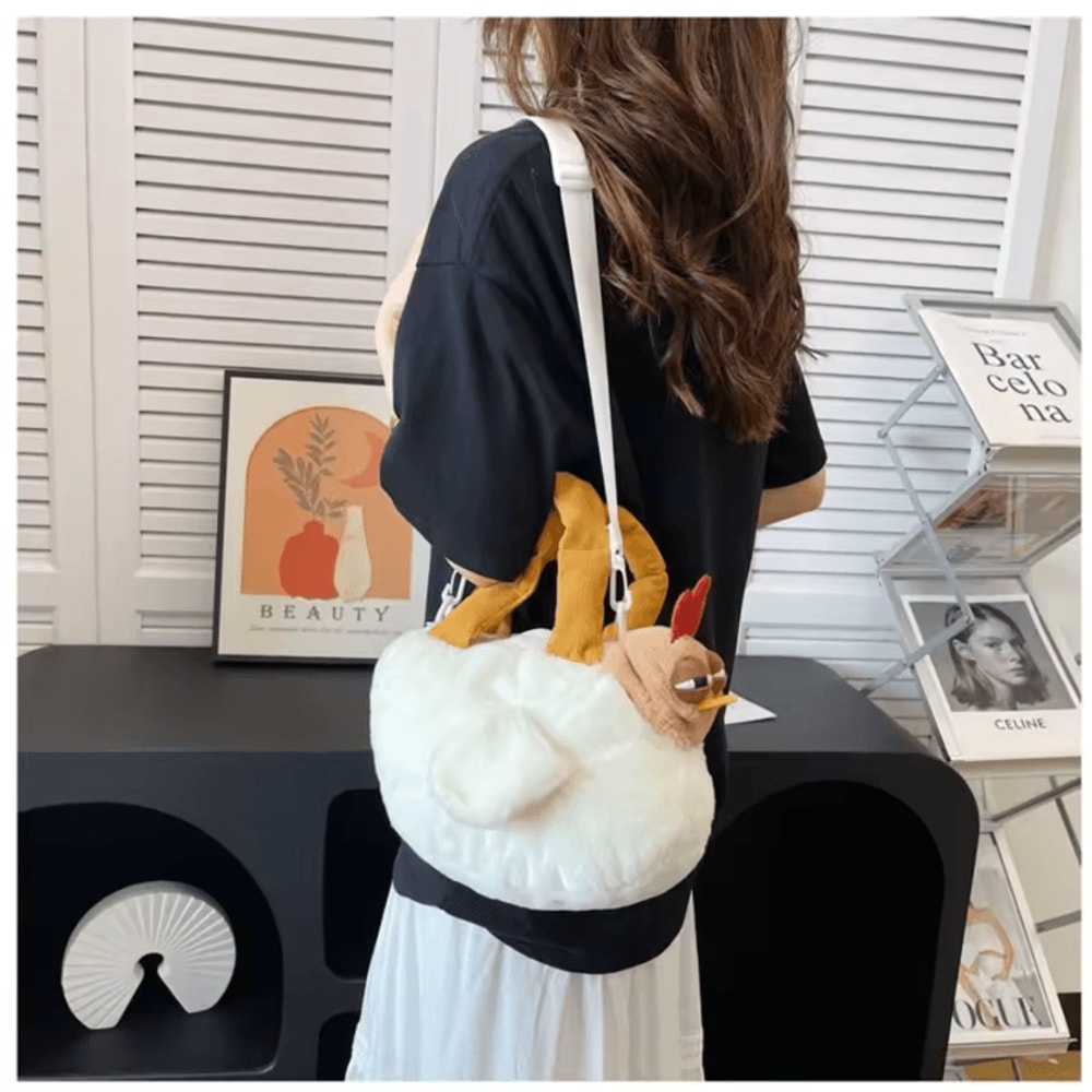 Cute Plush Chicken Handbag Soft Hen Crossbody Purse For Girls 3