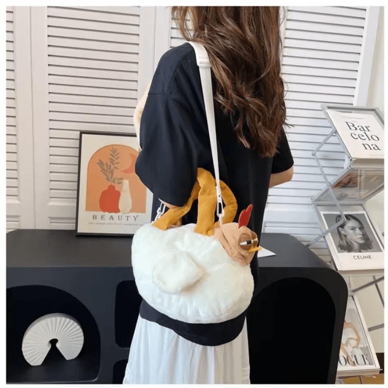 Cute Plush Chicken Handbag Soft Hen Crossbody Purse For Girls 3