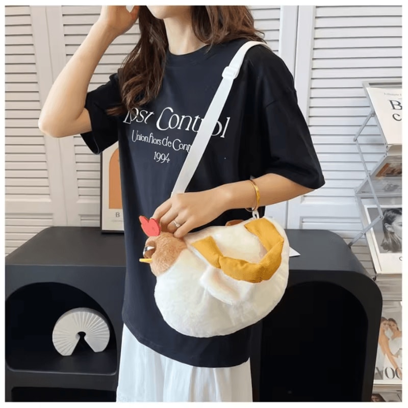 Cute Plush Chicken Handbag Soft Hen Crossbody Purse For Girls 4