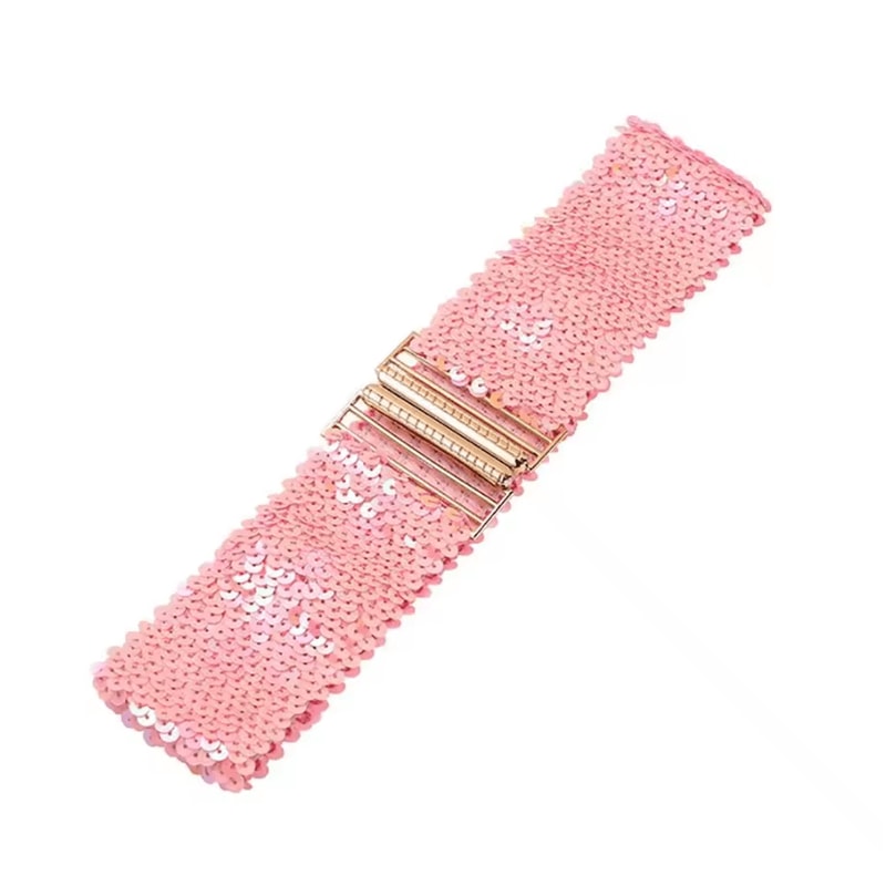 Gold Sequin Elastic Waist Belt Wide Stretch Sparkle Corset Band 9