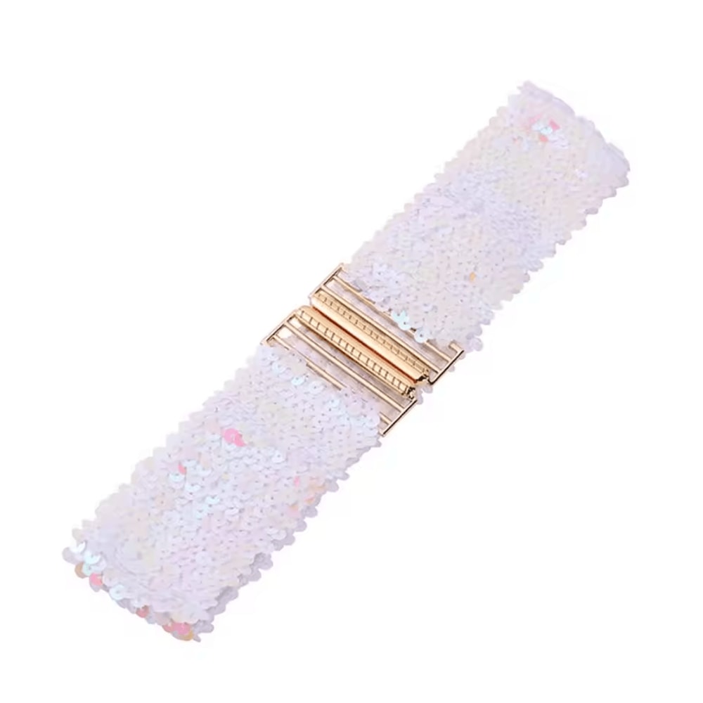 Gold Sequin Elastic Waist Belt Wide Stretch Sparkle Corset Band 6