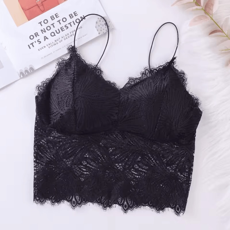 Sexy Lace Crop Top Bustier With Zipper Back Summer Bralette Tank 2