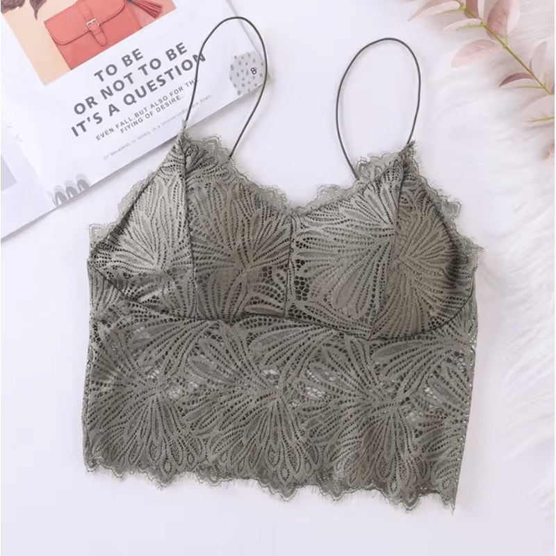 Sexy Lace Crop Top Bustier With Zipper Back Summer Bralette Tank 3