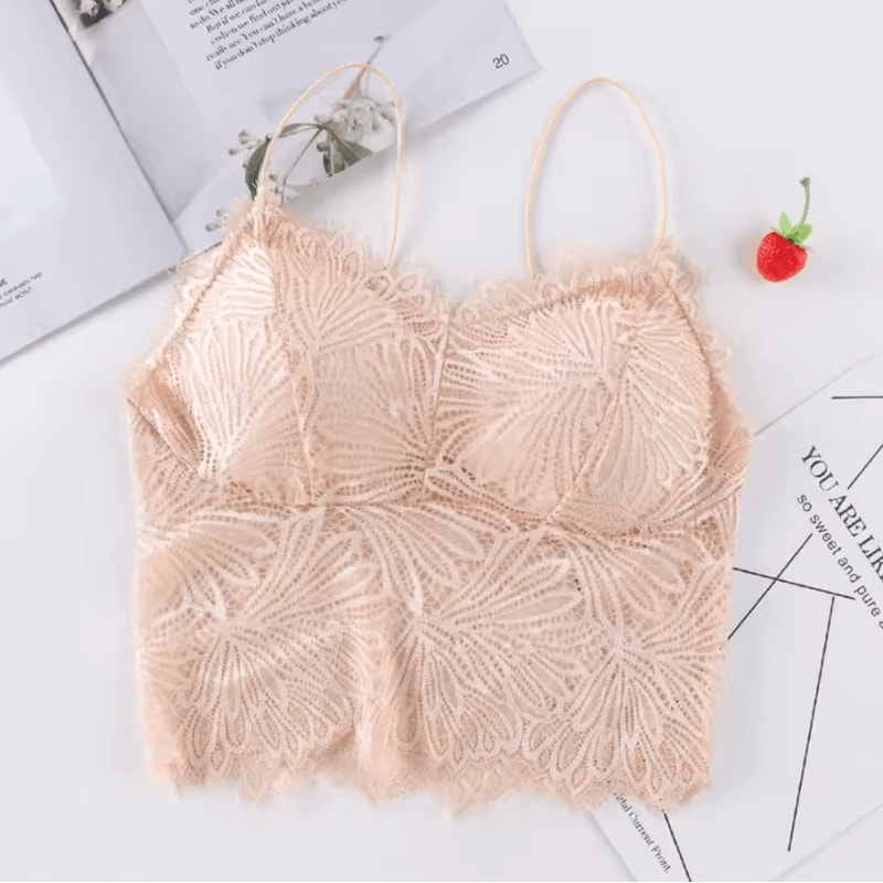 Sexy Lace Crop Top Bustier With Zipper Back Summer Bralette Tank 5