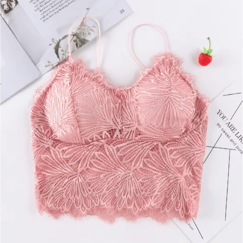 Sexy Lace Crop Top Bustier With Zipper Back Summer Bralette Tank 6