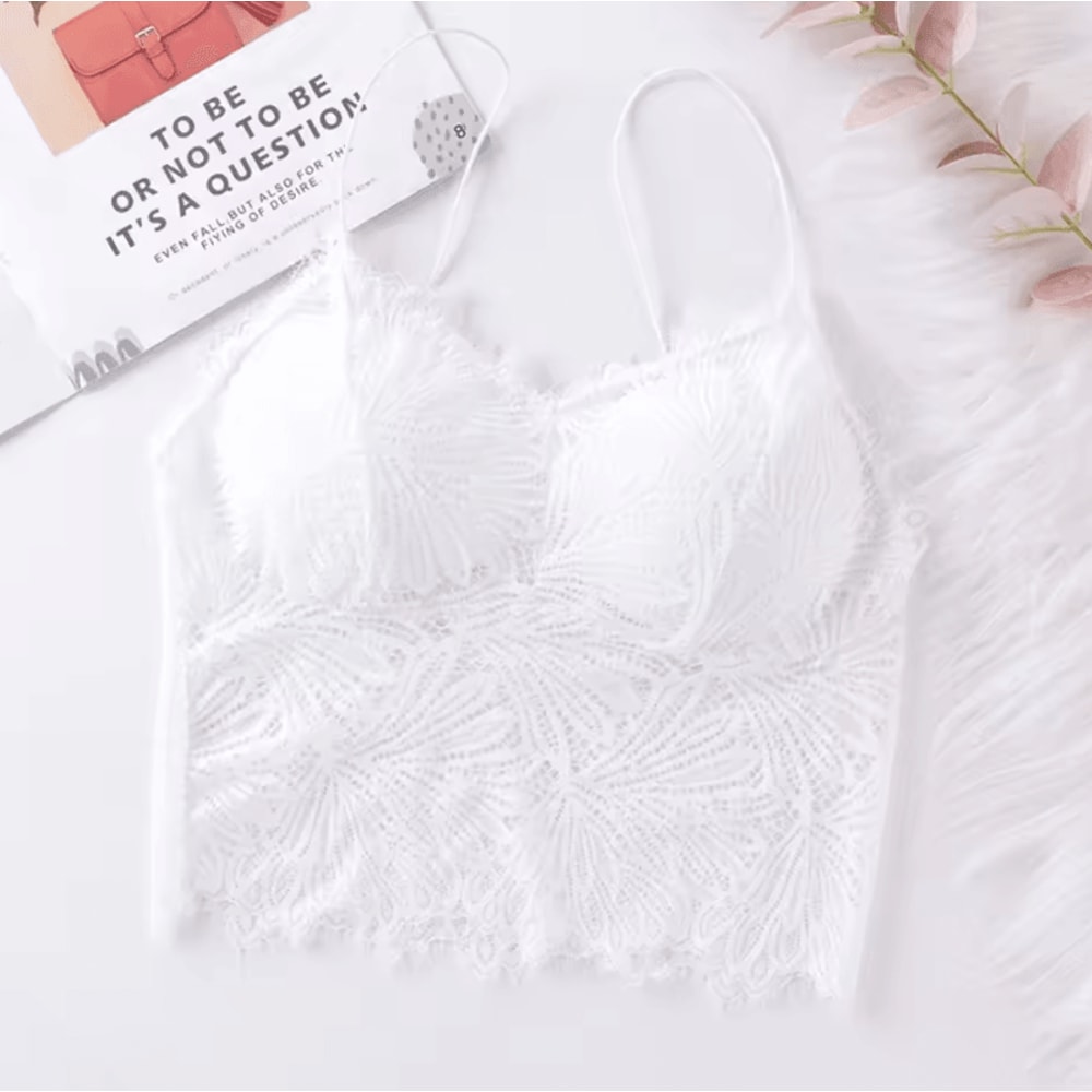Sexy Lace Crop Top Bustier With Zipper Back Summer Bralette Tank 7