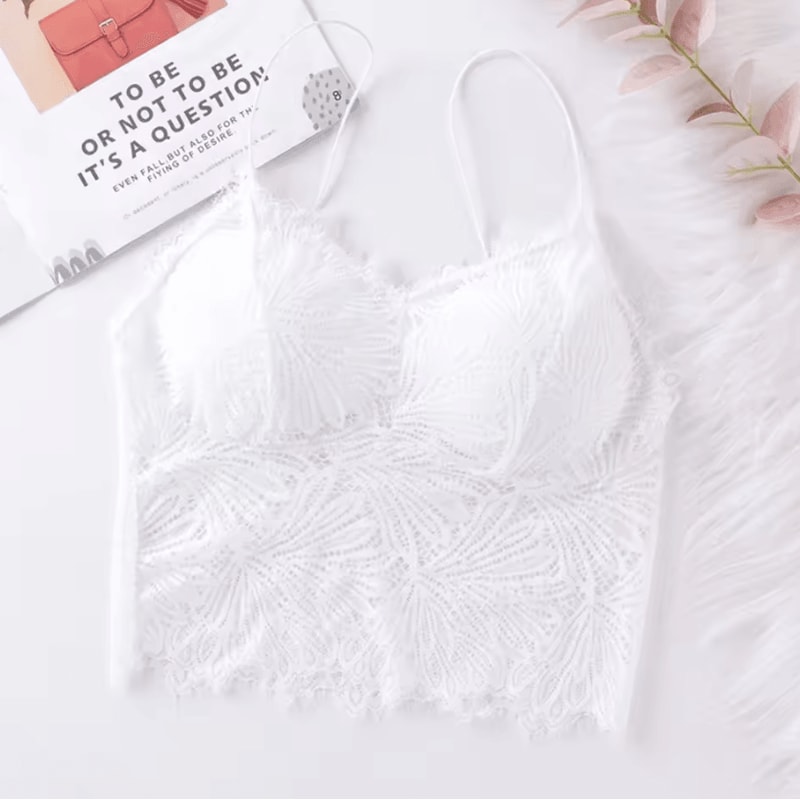 Sexy Lace Crop Top Bustier With Zipper Back Summer Bralette Tank 7