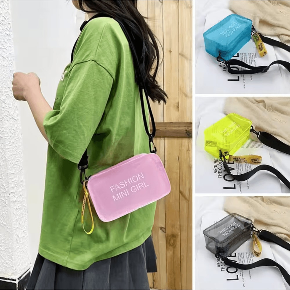 Transparent Jelly Crossbody Bag For Women Mini PVC Candy Color Shoulder Tote 0