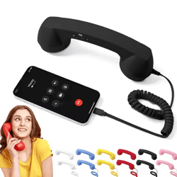 retro telephone handset for smartphones – type-c wired cell phone receiver with mic