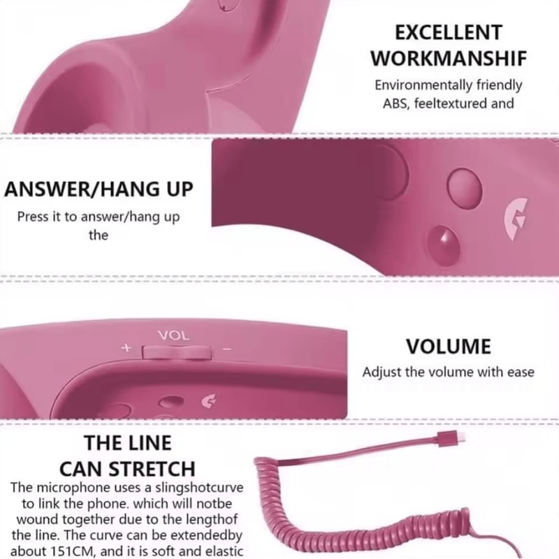 Retro Telephone Handset For Smartphones TypeC Wired Cell Phone Receiver With Mic 1