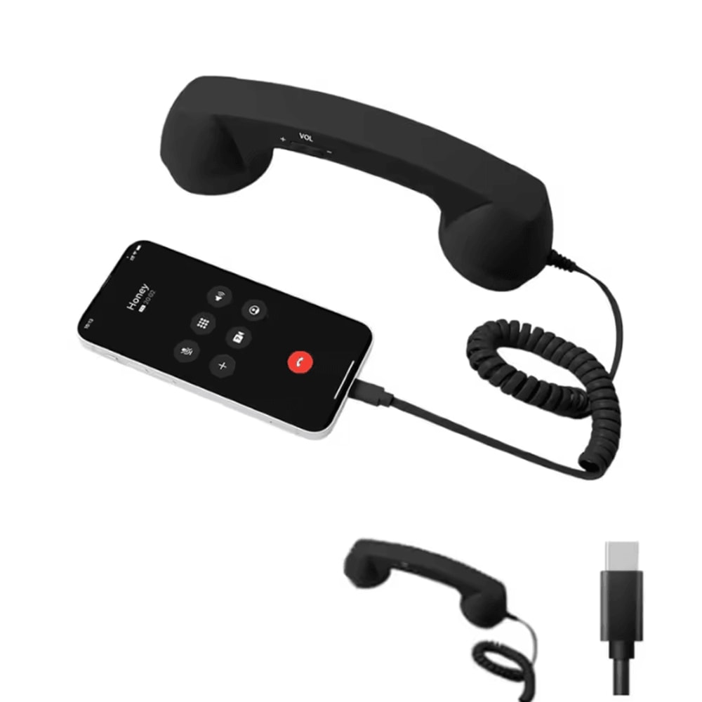 Retro Telephone Handset For Smartphones TypeC Wired Cell Phone Receiver With Mic 3