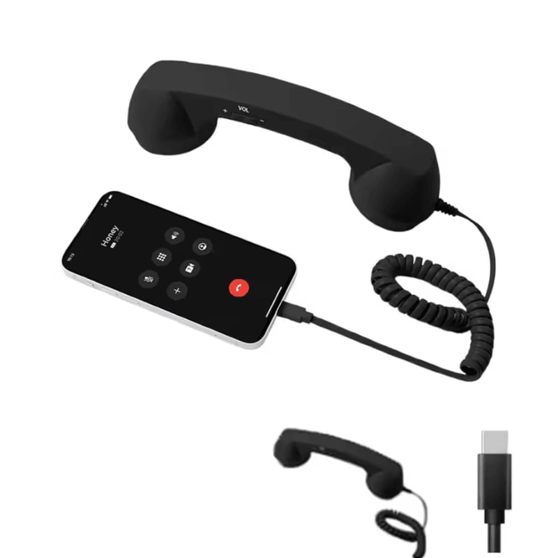 Retro Telephone Handset For Smartphones TypeC Wired Cell Phone Receiver With Mic 3