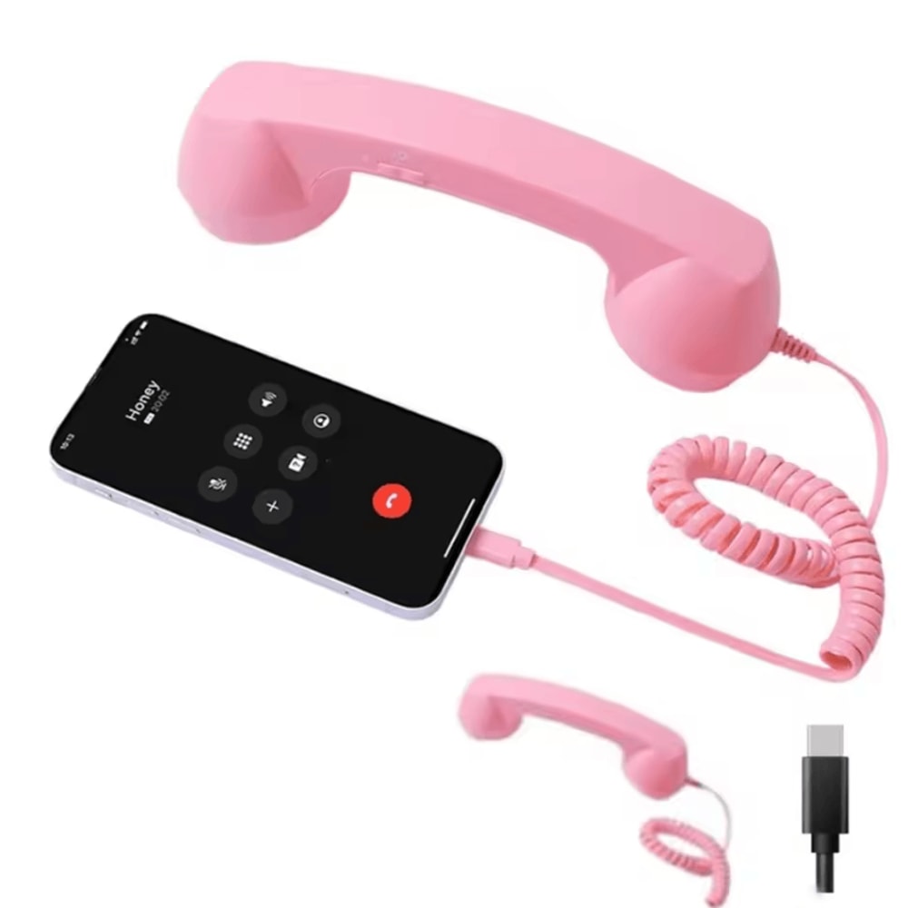 Retro Telephone Handset For Smartphones TypeC Wired Cell Phone Receiver With Mic 4