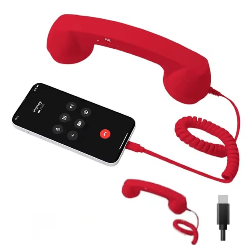 Retro Telephone Handset For Smartphones TypeC Wired Cell Phone Receiver With Mic 6