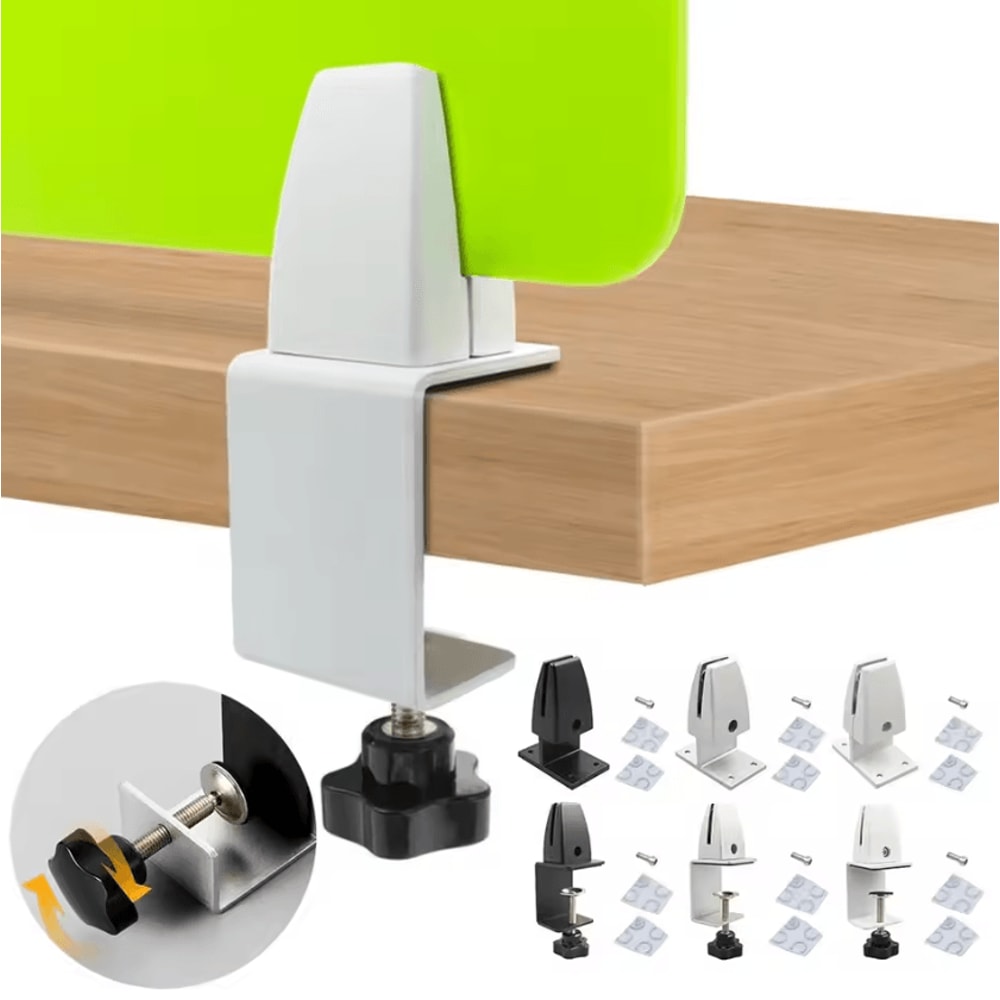 Adjustable Aluminum Desk Partition Clamp Multifunction Glass Baffle Clip For Office Divider 2