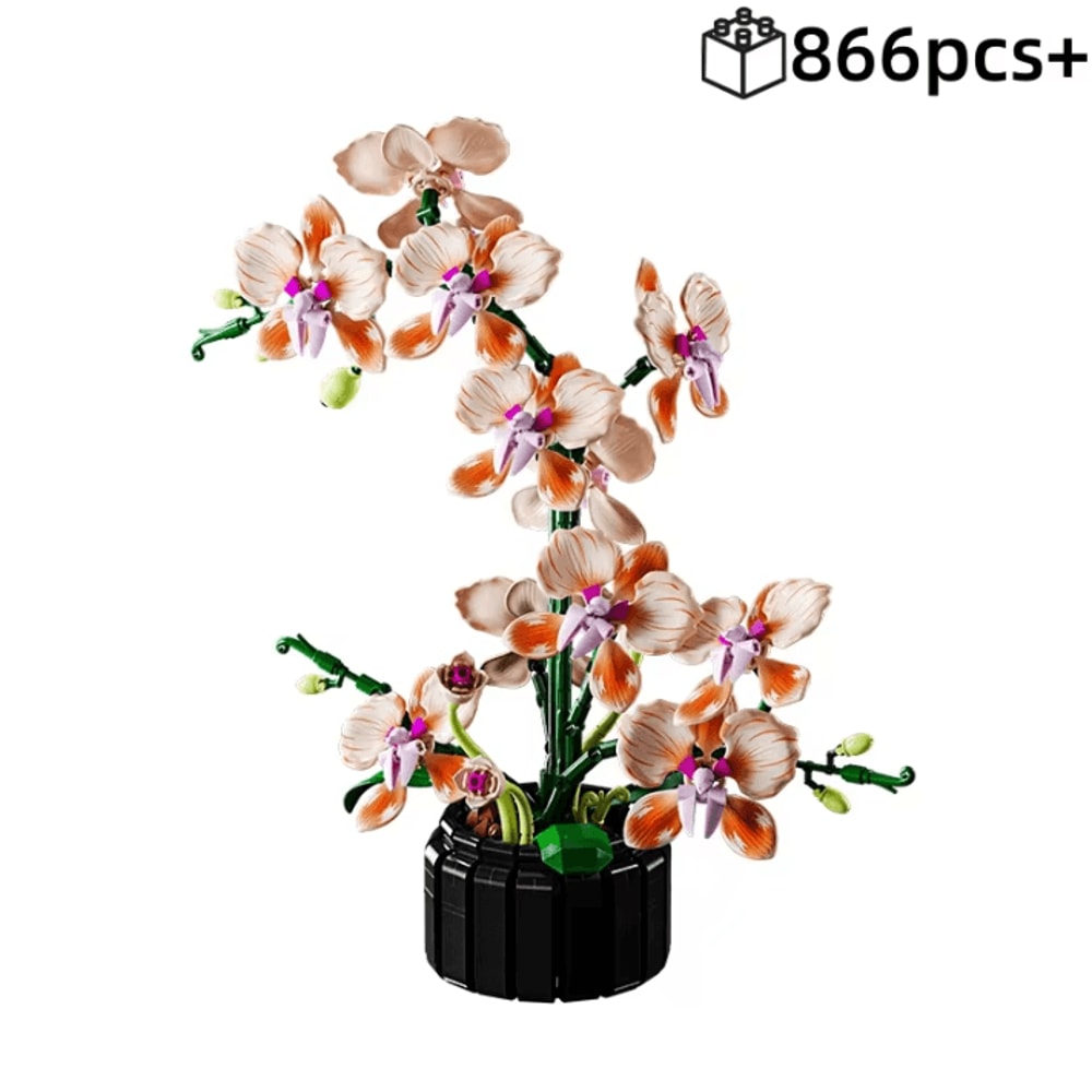 Creative Orchid Flower Building Blocks Bouquet Romantic DIY Home Decor Set 1