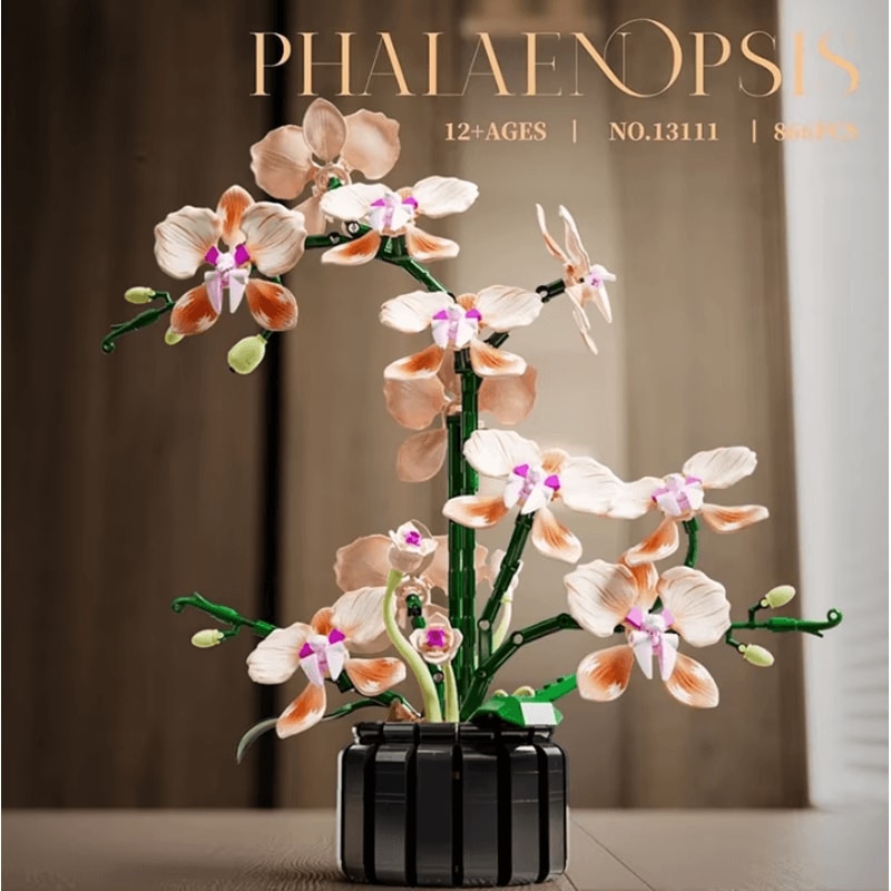 Creative Orchid Flower Building Blocks Bouquet Romantic DIY Home Decor Set 2
