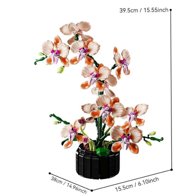 Creative Orchid Flower Building Blocks Bouquet Romantic DIY Home Decor Set 4
