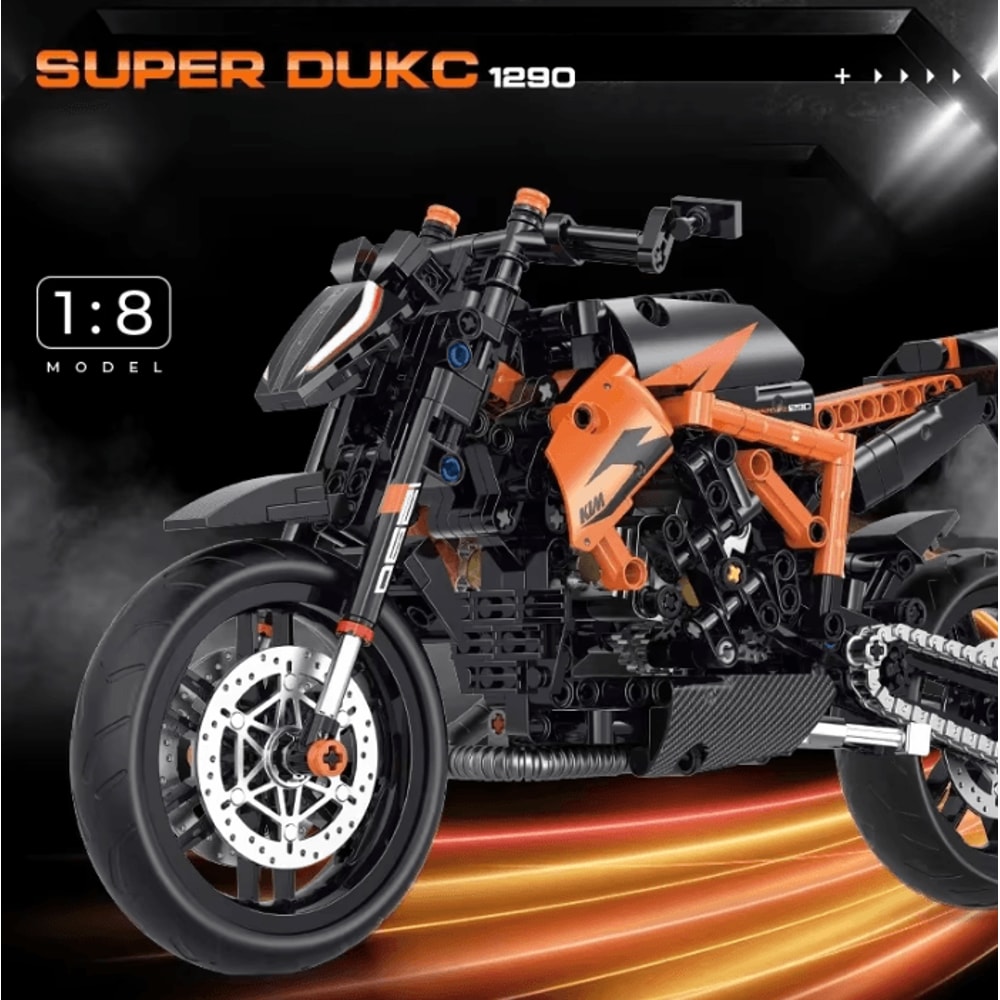 Technical Motorcycle MOC Building Blocks Kit Creative DIY Motorbike Model Set 1
