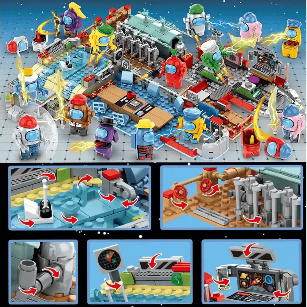 Space Werewolf Game Building Blocks Set Anime Ghost Imposter Scene DIY Toy Kit 0