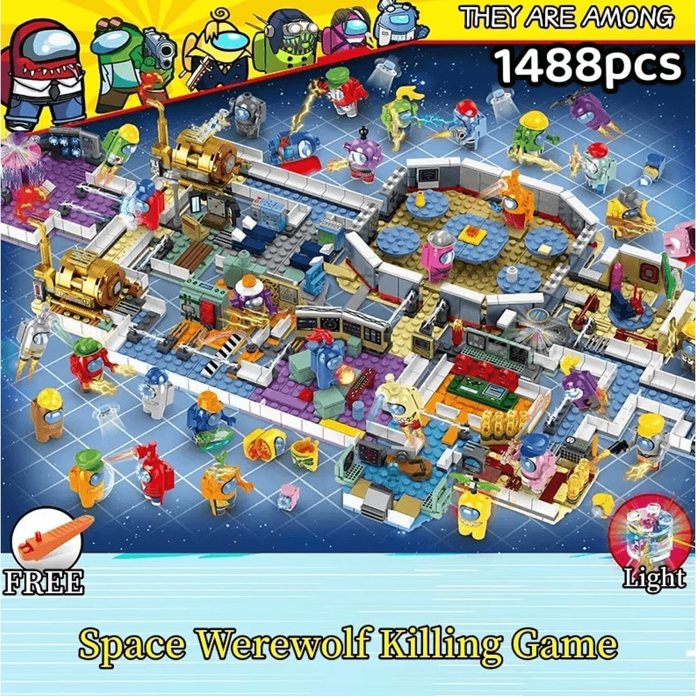 Space Werewolf Game Building Blocks Set Anime Ghost Imposter Scene DIY Toy Kit 1