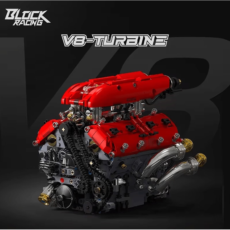 1370PCS Technical V8 Engine Building Blocks Motorized DIY Mechanical Model Kit 1