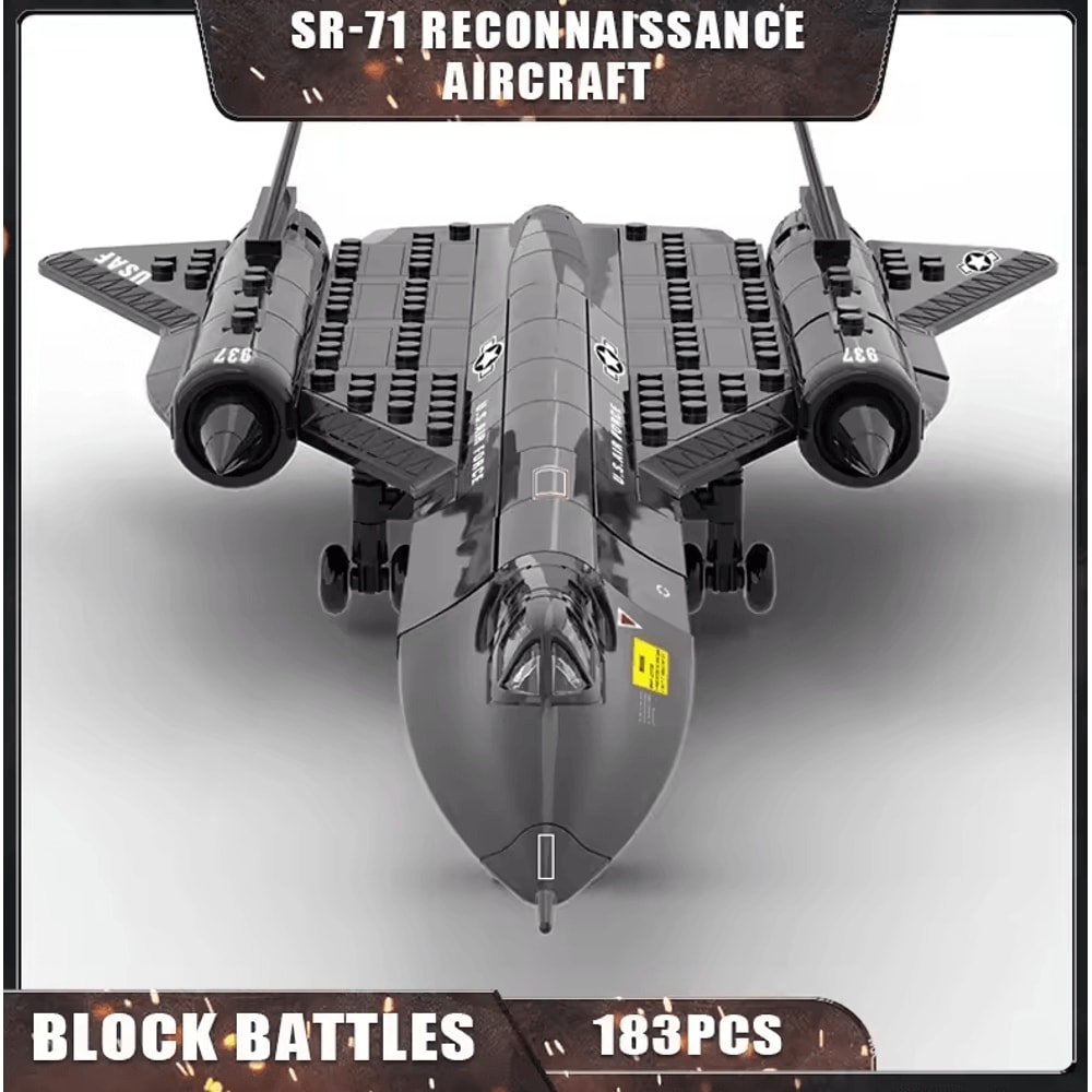 SR71 Blackbird Spy Plane Building Blocks Military Aircraft MOC STEM Model Kit 0