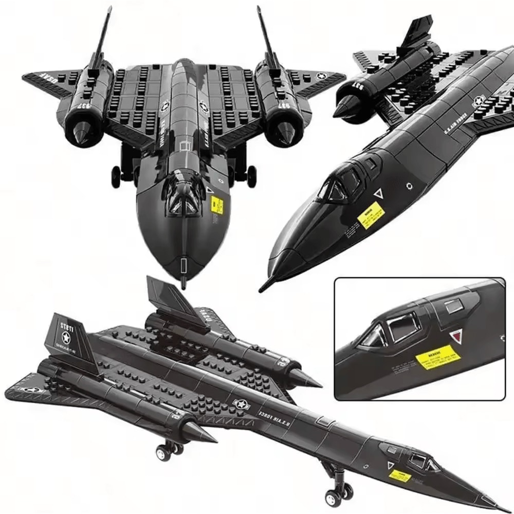 SR71 Blackbird Spy Plane Building Blocks Military Aircraft MOC STEM Model Kit 1